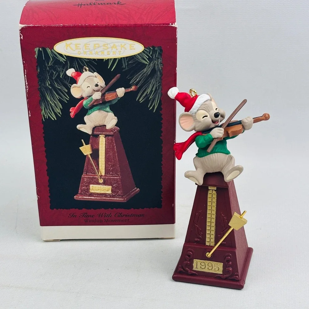 Hallmark In Time With Christmas Mouse Metronome Windup Ornament Keepsake‎ 1995